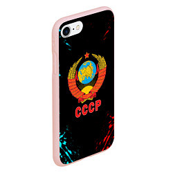 Чехол iPhone 7/8 матовый Моя страна СССР краски, цвет: 3D-светло-розовый — фото 2