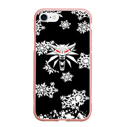 Чехол iPhone 7/8 матовый Ведьмак зимняя охота, цвет: 3D-светло-розовый