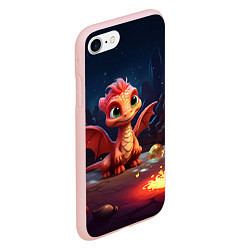 Чехол iPhone 7/8 матовый Удивленный дракон и свечки, цвет: 3D-светло-розовый — фото 2