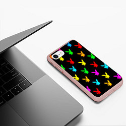 Чехол iPhone 7/8 матовый Playboy pattern неон, цвет: 3D-светло-розовый — фото 2