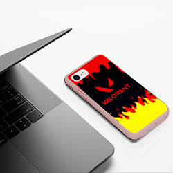 Чехол iPhone 7/8 матовый Valorant flame texture games, цвет: 3D-светло-розовый — фото 2