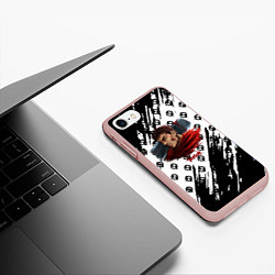 Чехол iPhone 7/8 матовый Berserk anime black pattern, цвет: 3D-светло-розовый — фото 2