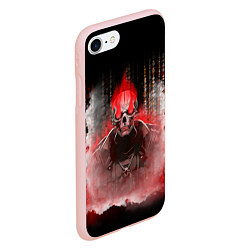 Чехол iPhone 7/8 матовый Красный скелет в дыму, цвет: 3D-светло-розовый — фото 2