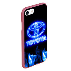 Чехол iPhone 7/8 матовый Toyota neon fire, цвет: 3D-малиновый — фото 2