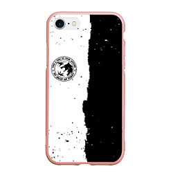 Чехол iPhone 7/8 матовый Ведьмак лого черно белые, цвет: 3D-светло-розовый