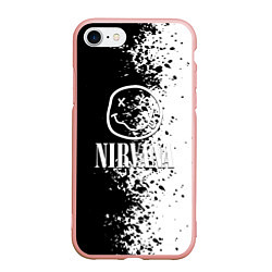Чехол iPhone 7/8 матовый Nirvana чернобелые краски рок, цвет: 3D-светло-розовый