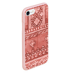 Чехол iPhone 7/8 матовый Красный славянский орнамент, цвет: 3D-светло-розовый — фото 2