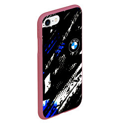 Чехол iPhone 7/8 матовый BMW stripes color auto sport, цвет: 3D-малиновый — фото 2