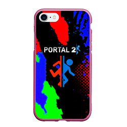 Чехол iPhone 7/8 матовый Portal 2 краски сочные текстура, цвет: 3D-малиновый