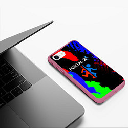 Чехол iPhone 7/8 матовый Portal 2 краски сочные текстура, цвет: 3D-малиновый — фото 2