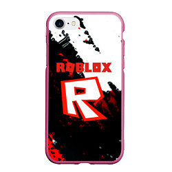Чехол iPhone 7/8 матовый Roblox logo краски мобайл гейм, цвет: 3D-малиновый