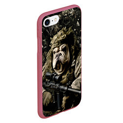 Чехол iPhone 7/8 матовый Мастиф снайпер, цвет: 3D-малиновый — фото 2