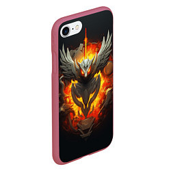 Чехол iPhone 7/8 матовый Огненный символ орла, цвет: 3D-малиновый — фото 2
