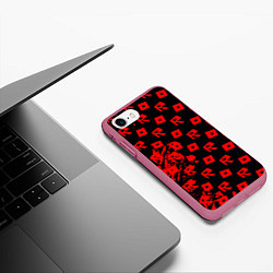 Чехол iPhone 7/8 матовый Roblox краски гейм мобайл, цвет: 3D-малиновый — фото 2