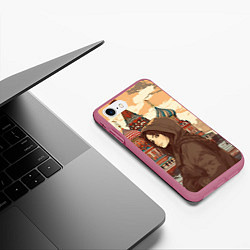 Чехол iPhone 7/8 матовый Русская девушка на фоне Москвы, цвет: 3D-малиновый — фото 2