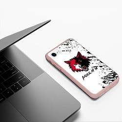 Чехол iPhone 7/8 матовый Волк Россия краски, цвет: 3D-светло-розовый — фото 2