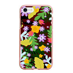 Чехол iPhone 7/8 матовый Гавайская цветочная расцветка, цвет: 3D-светло-розовый