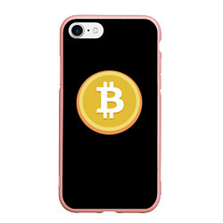 Чехол iPhone 7/8 матовый Биткоин желтое лого криптовалюта, цвет: 3D-светло-розовый