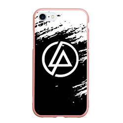 Чехол iPhone 7/8 матовый Linkin Park - black and white, цвет: 3D-светло-розовый