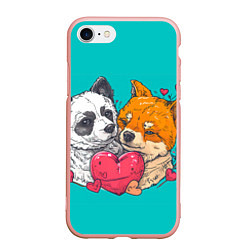Чехол iPhone 7/8 матовый Влюбленная собачка и лисичка, цвет: 3D-светло-розовый