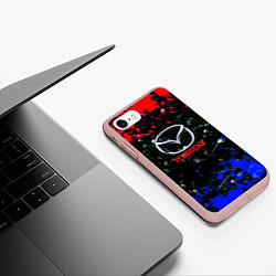 Чехол iPhone 7/8 матовый Mazda краски абстракция спорт, цвет: 3D-светло-розовый — фото 2
