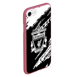 Чехол iPhone 7/8 матовый Liverpool белые краски текстура, цвет: 3D-малиновый — фото 2