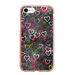 Чехол iPhone 7/8 матовый Серое сердце, цвет: 3D-светло-розовый