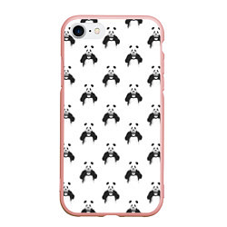 Чехол iPhone 7/8 матовый Panda love - pattern, цвет: 3D-светло-розовый