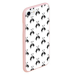Чехол iPhone 7/8 матовый Panda love - pattern, цвет: 3D-светло-розовый — фото 2