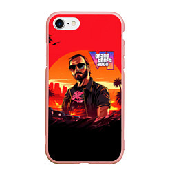 Чехол iPhone 7/8 матовый GTA 6 logo персонаж, цвет: 3D-светло-розовый