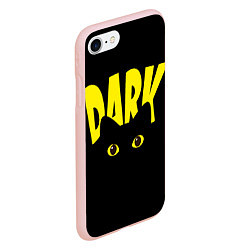 Чехол iPhone 7/8 матовый Dark cat eyes - черный кот, цвет: 3D-светло-розовый — фото 2