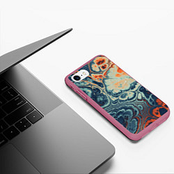 Чехол iPhone 7/8 матовый Абстрактный разноцветный узор, цвет: 3D-малиновый — фото 2
