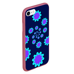Чехол iPhone 7/8 матовый Спираль фиолетовых звезд с циан контуром на темном, цвет: 3D-малиновый — фото 2