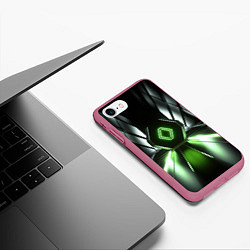 Чехол iPhone 7/8 матовый Зеленый луч, цвет: 3D-малиновый — фото 2