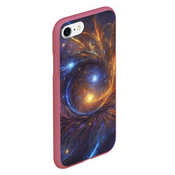 Чехол iPhone 7/8 матовый Открытая манипура чакра - космическая, цвет: 3D-малиновый — фото 2