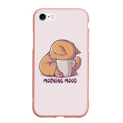Чехол iPhone 7/8 матовый Morning mood - cat, цвет: 3D-светло-розовый