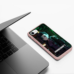 Чехол iPhone 7/8 матовый Minecraft matrix, цвет: 3D-светло-розовый — фото 2