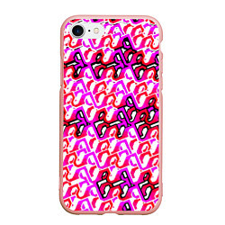 Чехол iPhone 7/8 матовый Розовый узор и белая обводка, цвет: 3D-светло-розовый