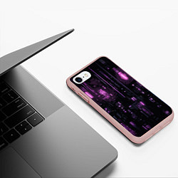 Чехол iPhone 7/8 матовый Киберпанк светящиеся фиолетовые элементы, цвет: 3D-светло-розовый — фото 2