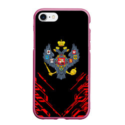 Чехол iPhone 7/8 матовый Герб России спортивный стиль, цвет: 3D-малиновый