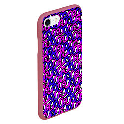 Чехол iPhone 7/8 матовый Фиолетовый узор и чёрная обводка, цвет: 3D-малиновый — фото 2