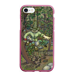 Чехол iPhone 7/8 матовый Леший-озорник в лесу, цвет: 3D-малиновый