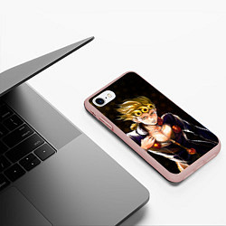 Чехол iPhone 7/8 матовый Джорно Джованна на фоне звездочек из ДжоДжо, цвет: 3D-светло-розовый — фото 2