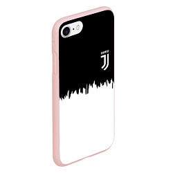 Чехол iPhone 7/8 матовый Juventus белый огонь текстура, цвет: 3D-светло-розовый — фото 2