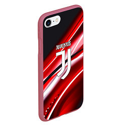 Чехол iPhone 7/8 матовый Juventus geometry sport line, цвет: 3D-малиновый — фото 2