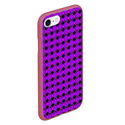 Чехол iPhone 7/8 матовый Фиолетовые восьмиугольники и чёрные ромбы, цвет: 3D-малиновый — фото 2