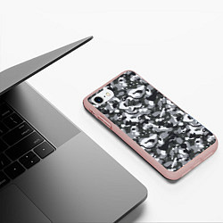 Чехол iPhone 7/8 матовый Серый пиксельный камуфляж, цвет: 3D-светло-розовый — фото 2
