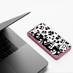 Чехол iPhone 7/8 матовый Marshmello music pattern, цвет: 3D-малиновый — фото 2