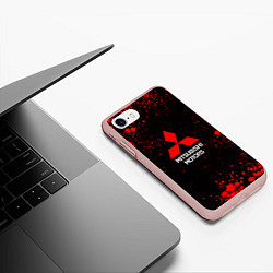 Чехол iPhone 7/8 матовый Митсубиси - красные брызги, цвет: 3D-светло-розовый — фото 2