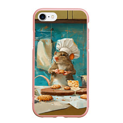 Чехол iPhone 7/8 матовый Крыса шеф повар на кухне, цвет: 3D-светло-розовый